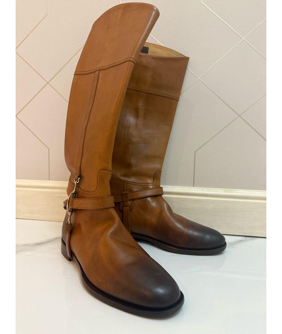 RALPH LAUREN COLLECTION Коричневые кожаные сапоги, фото 3