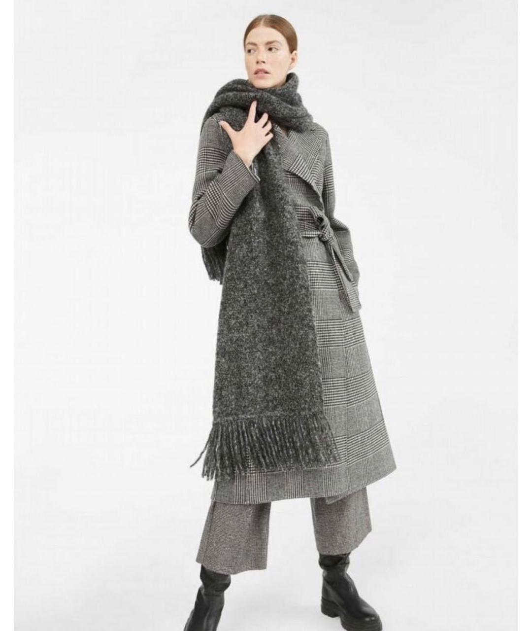 MAX MARA Серый шерстяной шарф, фото 4