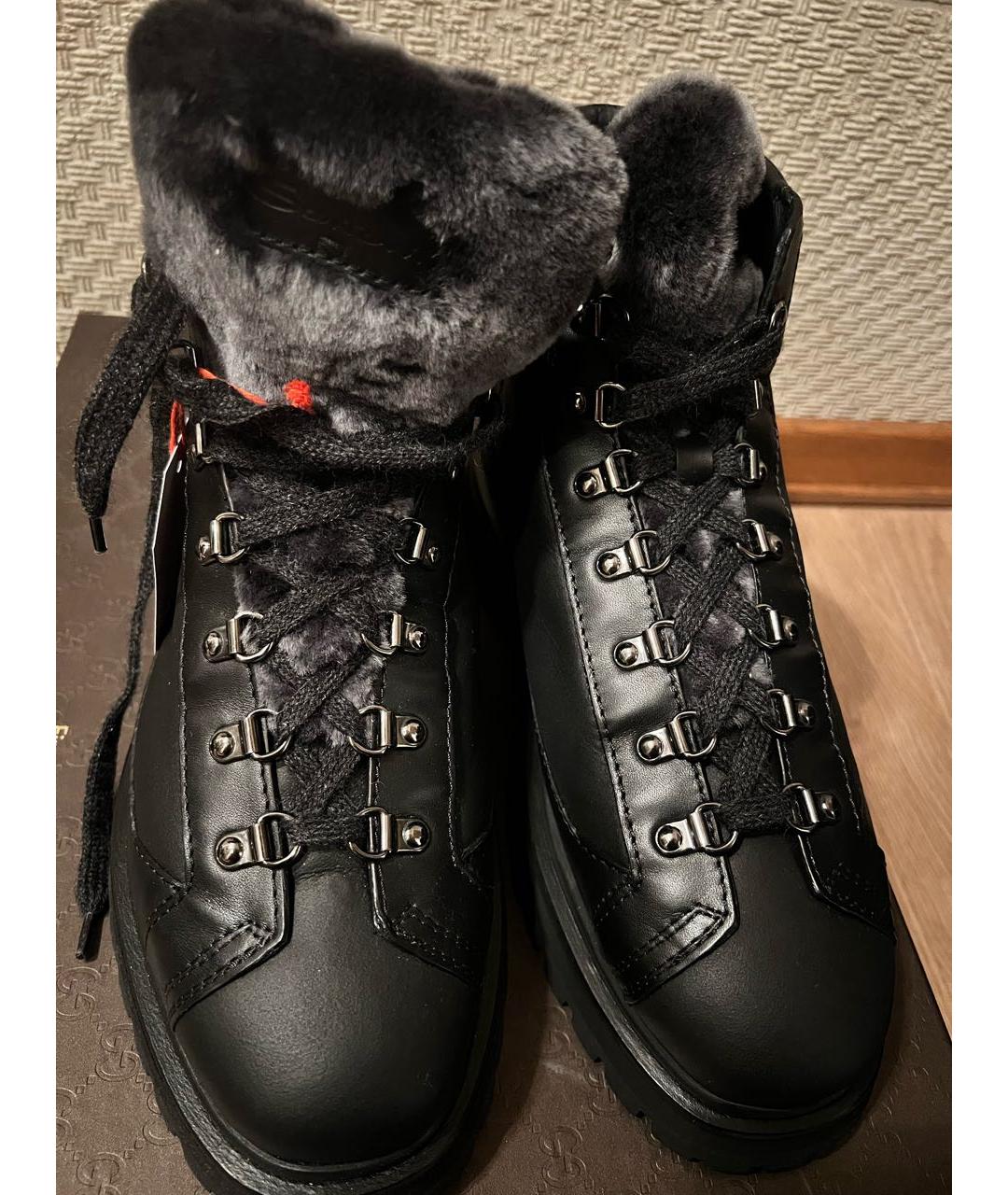 SANTONI Черные кожаные низкие ботинки, фото 6