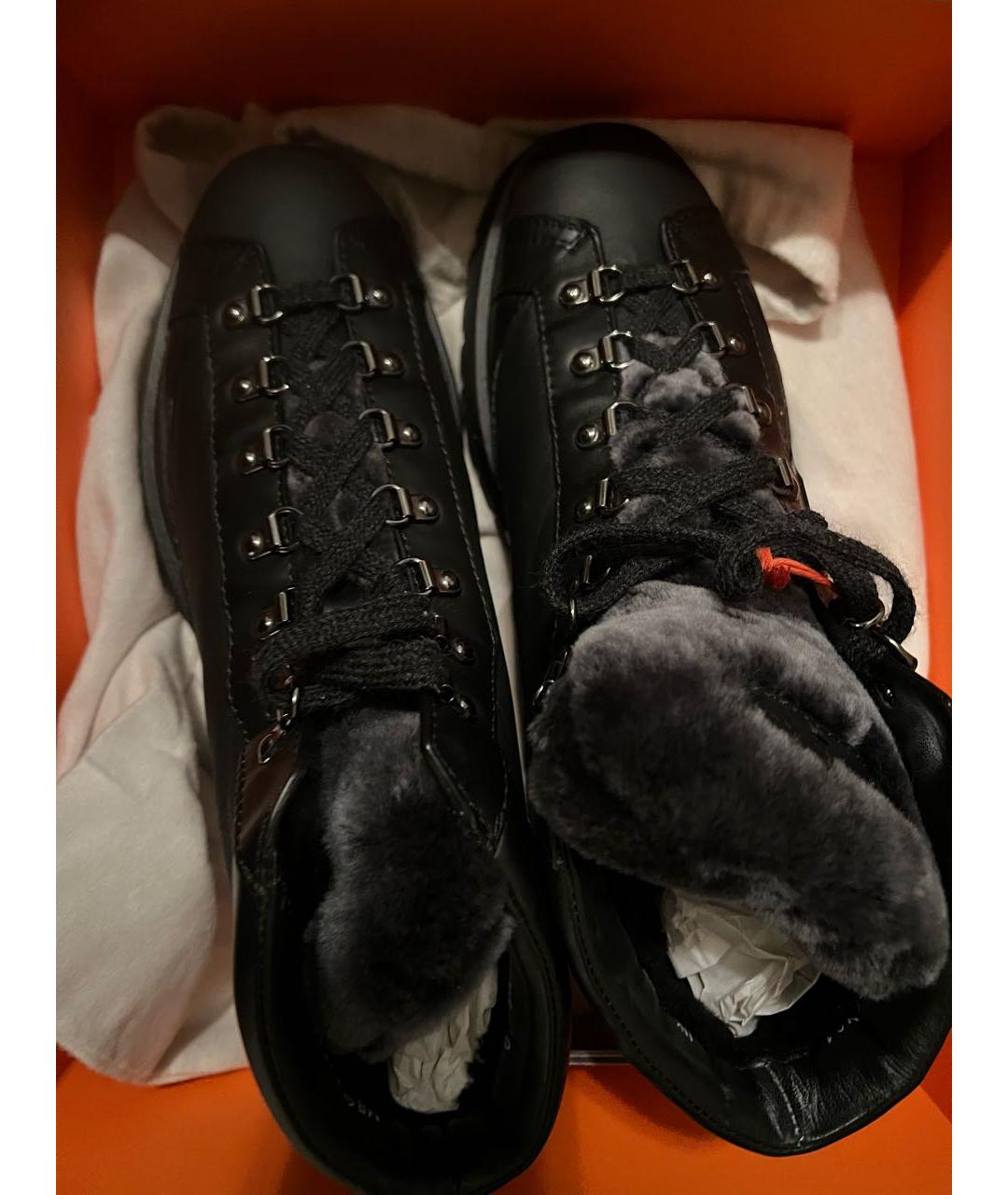 SANTONI Черные кожаные низкие ботинки, фото 3