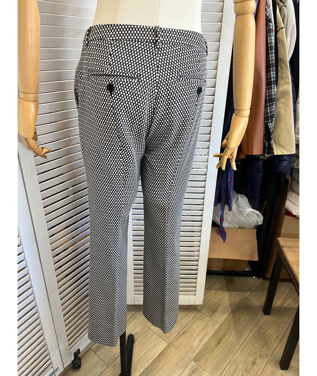 WEEKEND MAX MARA Серые хлопко-эластановые прямые брюки, фото 7