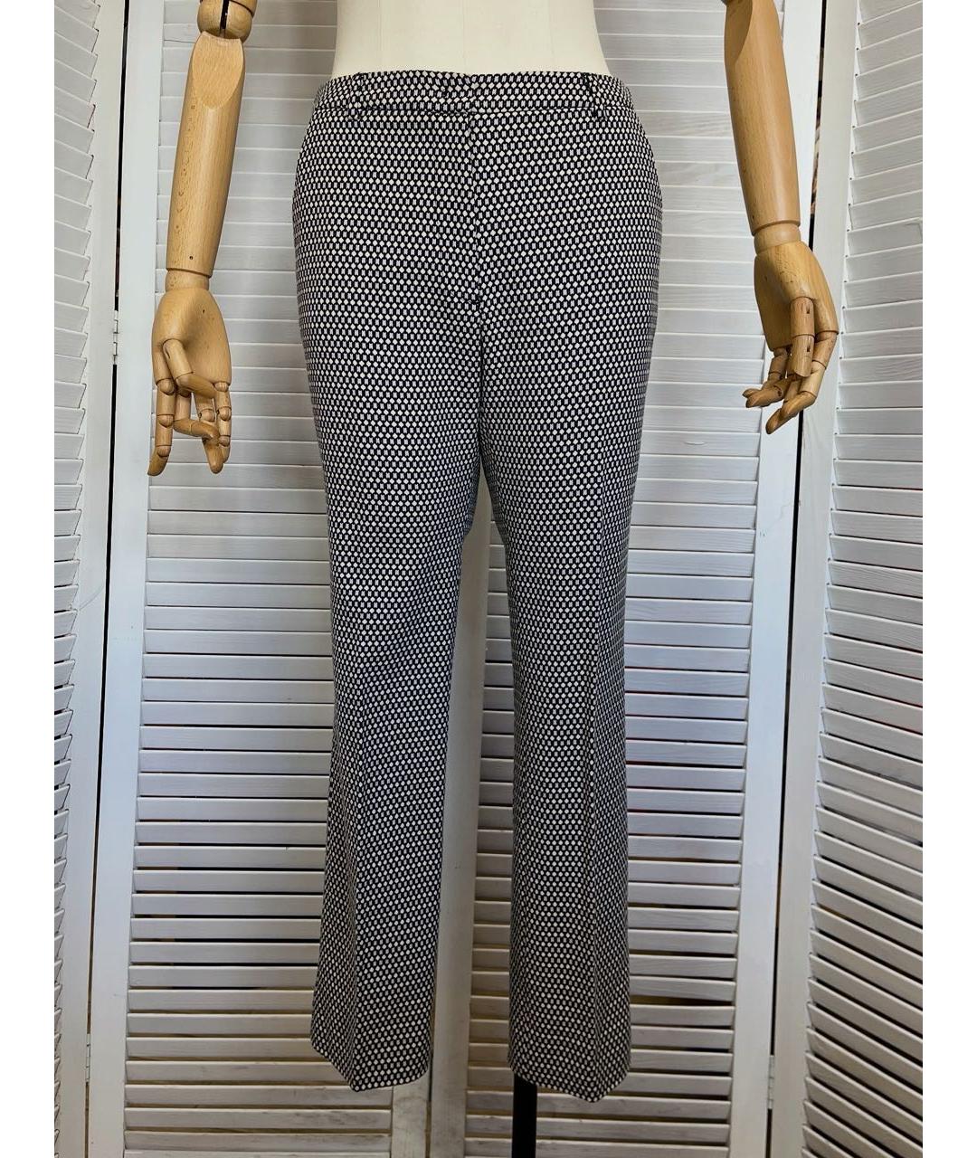 WEEKEND MAX MARA Серые хлопко-эластановые прямые брюки, фото 9