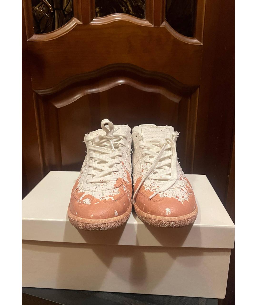 MAISON MARGIELA Белые текстильные низкие кроссовки / кеды, фото 2
