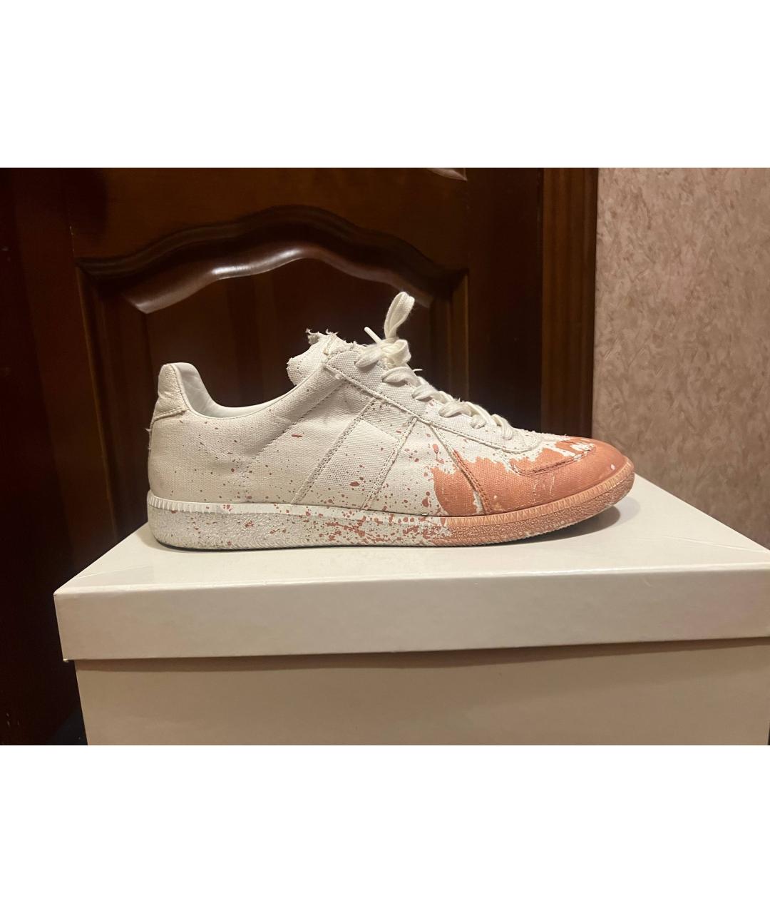 MAISON MARGIELA Белые текстильные низкие кроссовки / кеды, фото 8