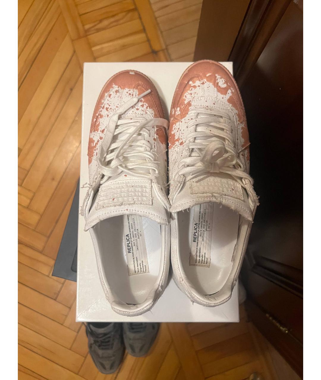 MAISON MARGIELA Белые текстильные низкие кроссовки / кеды, фото 3