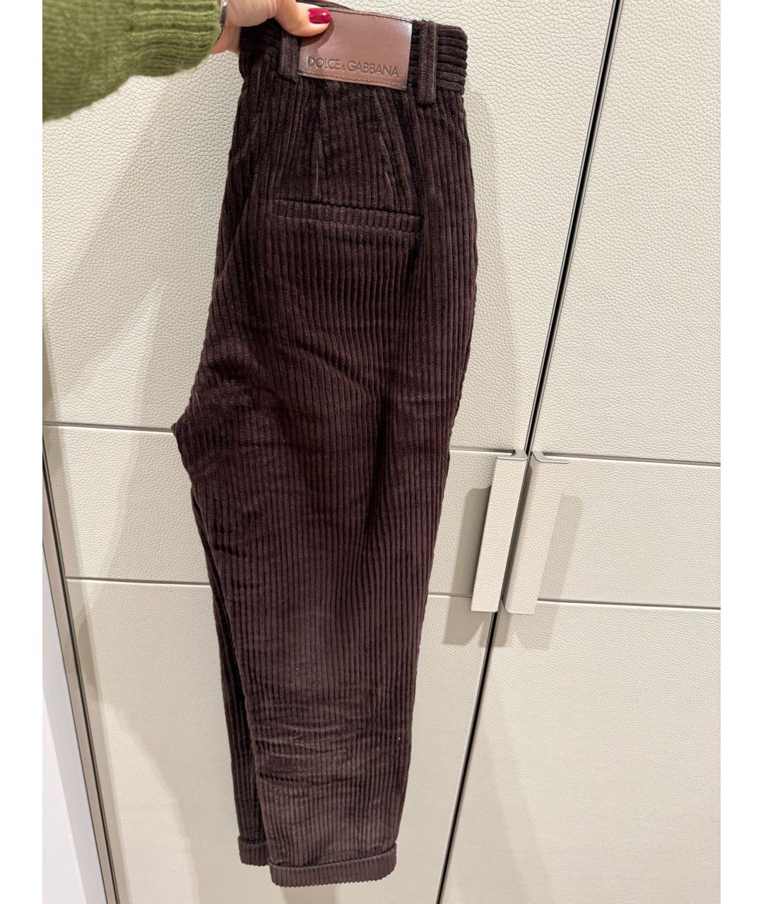 DOLCE&GABBANA Коричневые хлопковые прямые брюки, фото 4
