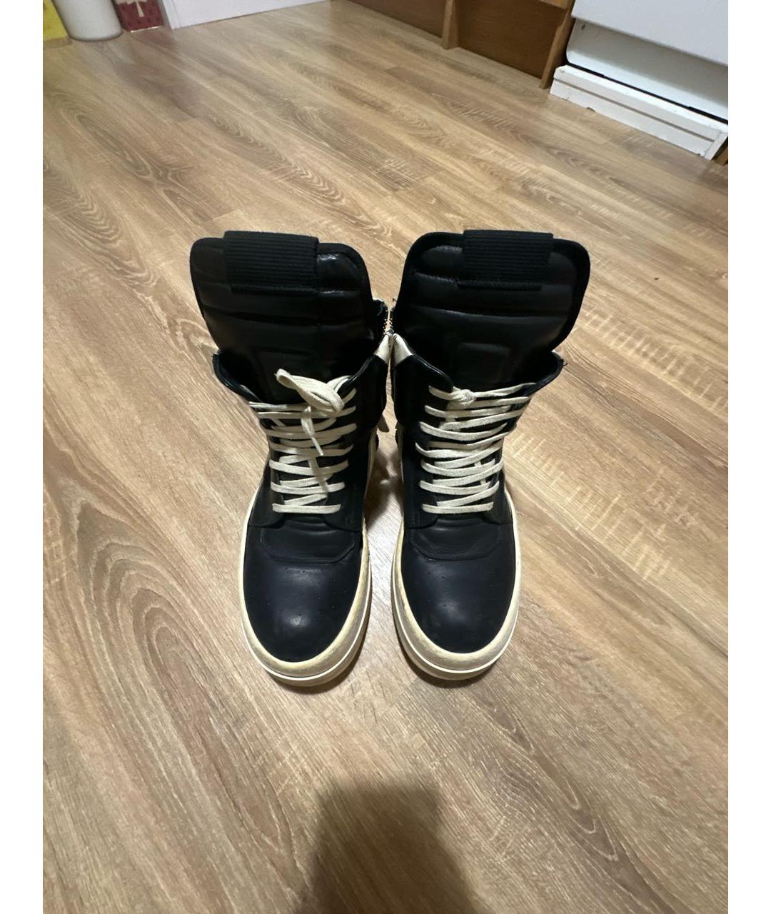 RICK OWENS Черные кожаные высокие ботинки, фото 2