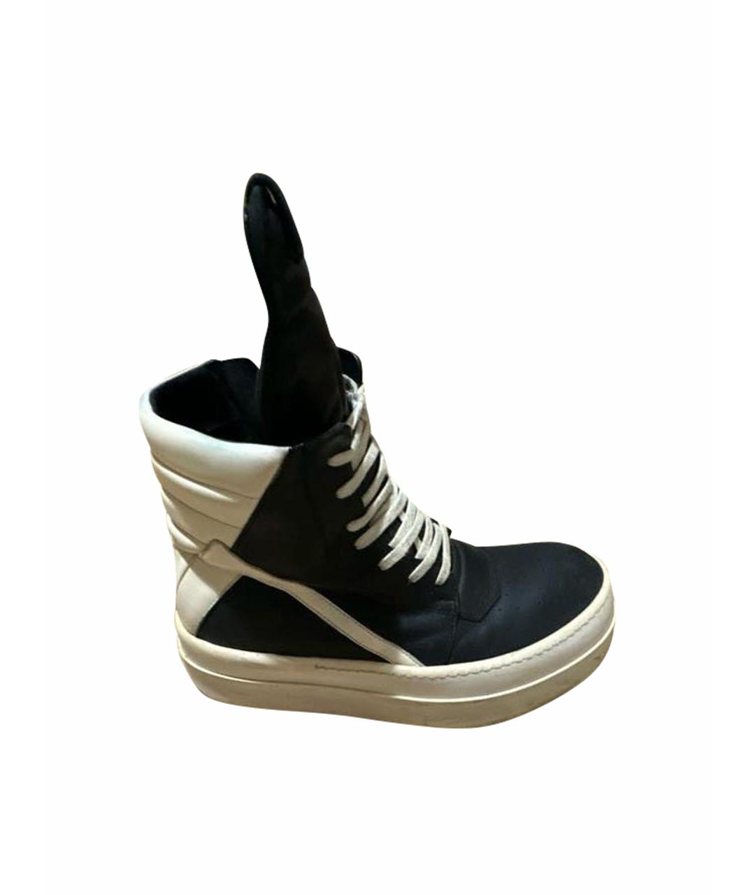 RICK OWENS Черные кожаные высокие ботинки, фото 1