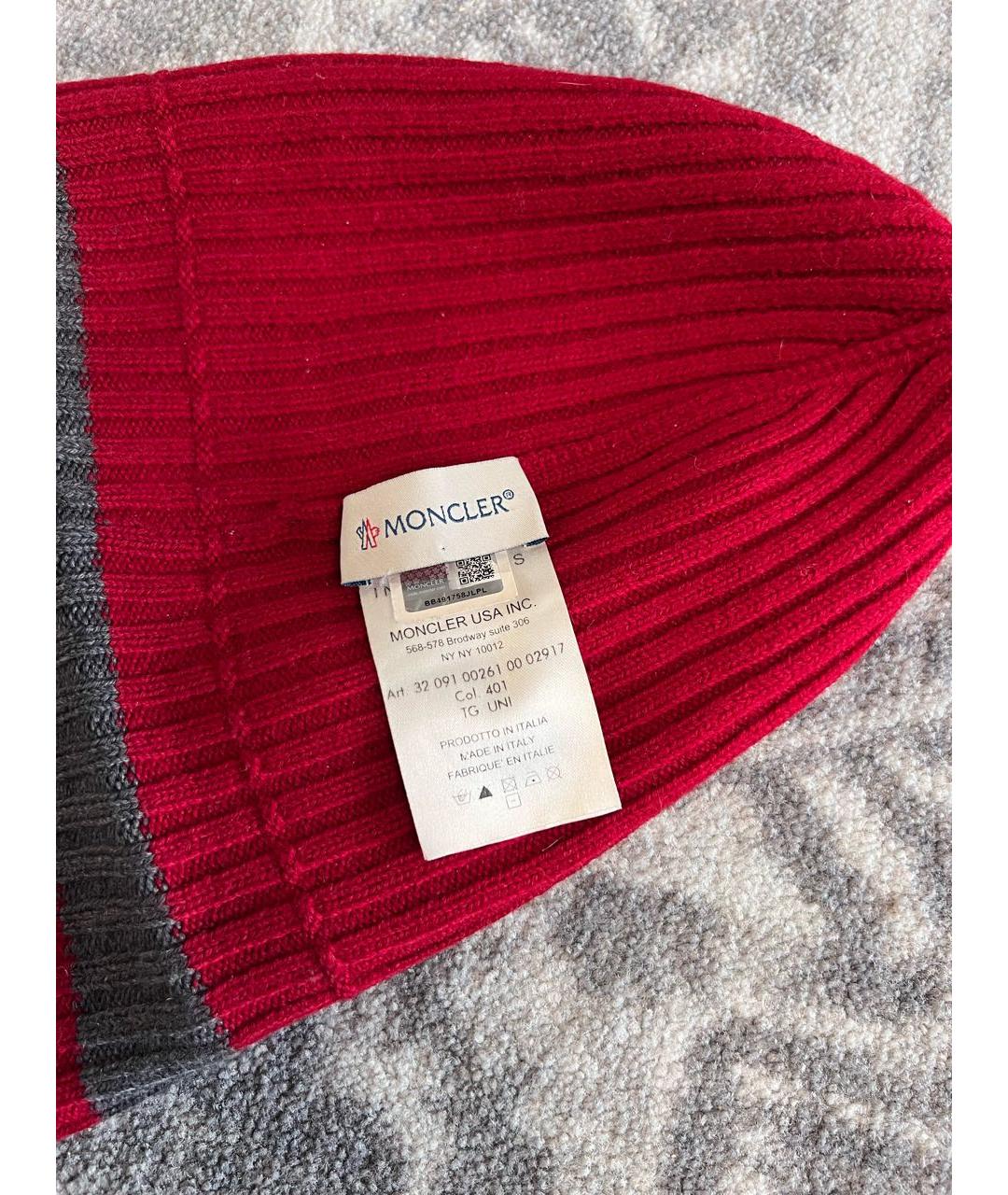 MONCLER Красная шерстяная шапка, фото 3