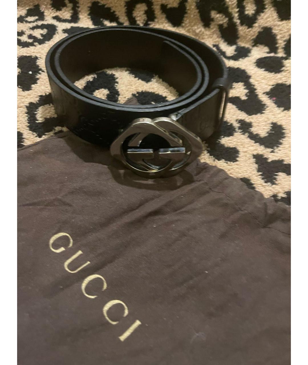 GUCCI Черный кожаный ремень, фото 5