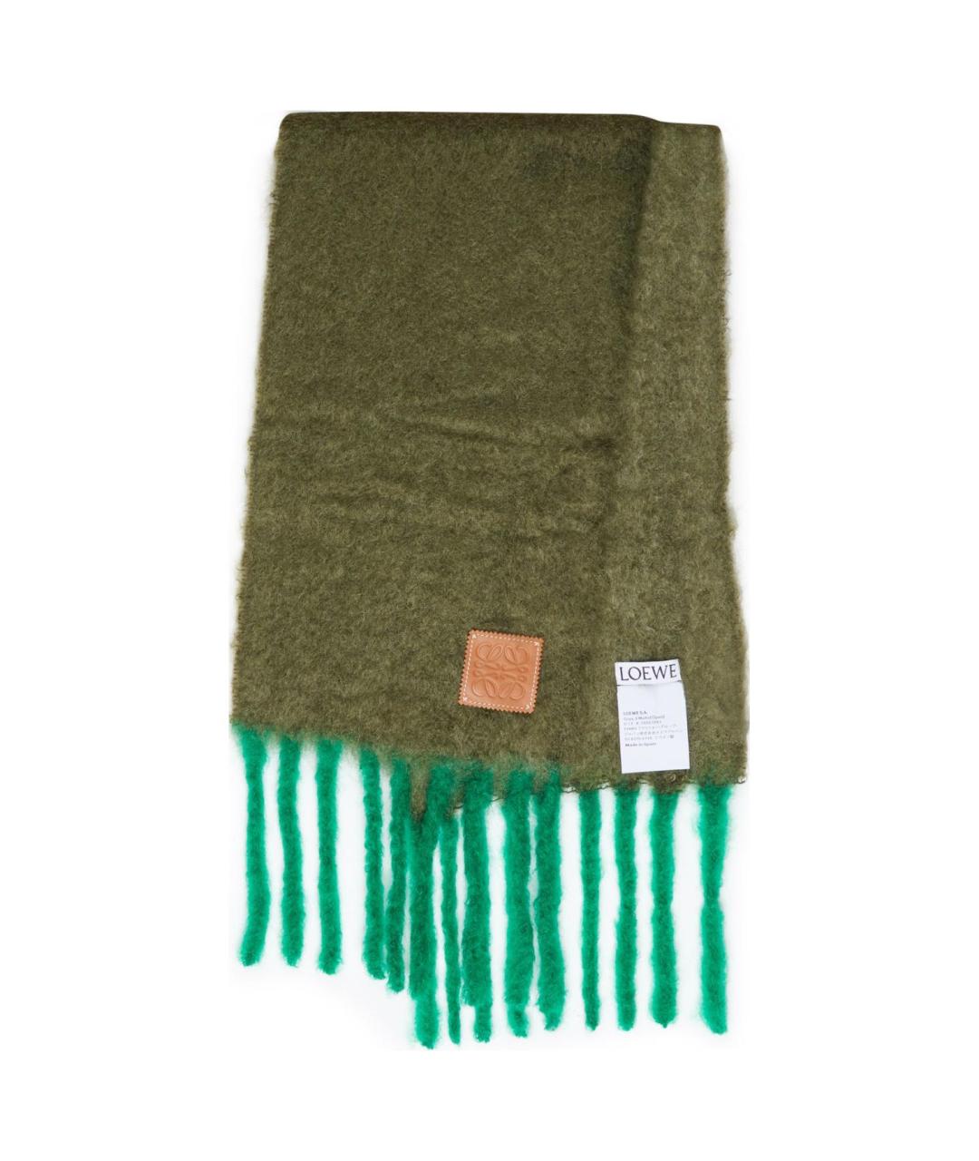 LOEWE Зеленый шерстяной шарф, фото 2
