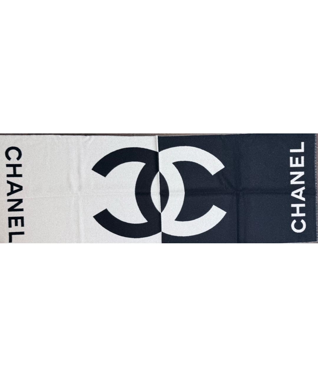 CHANEL Черный кашемировый шарф, фото 8