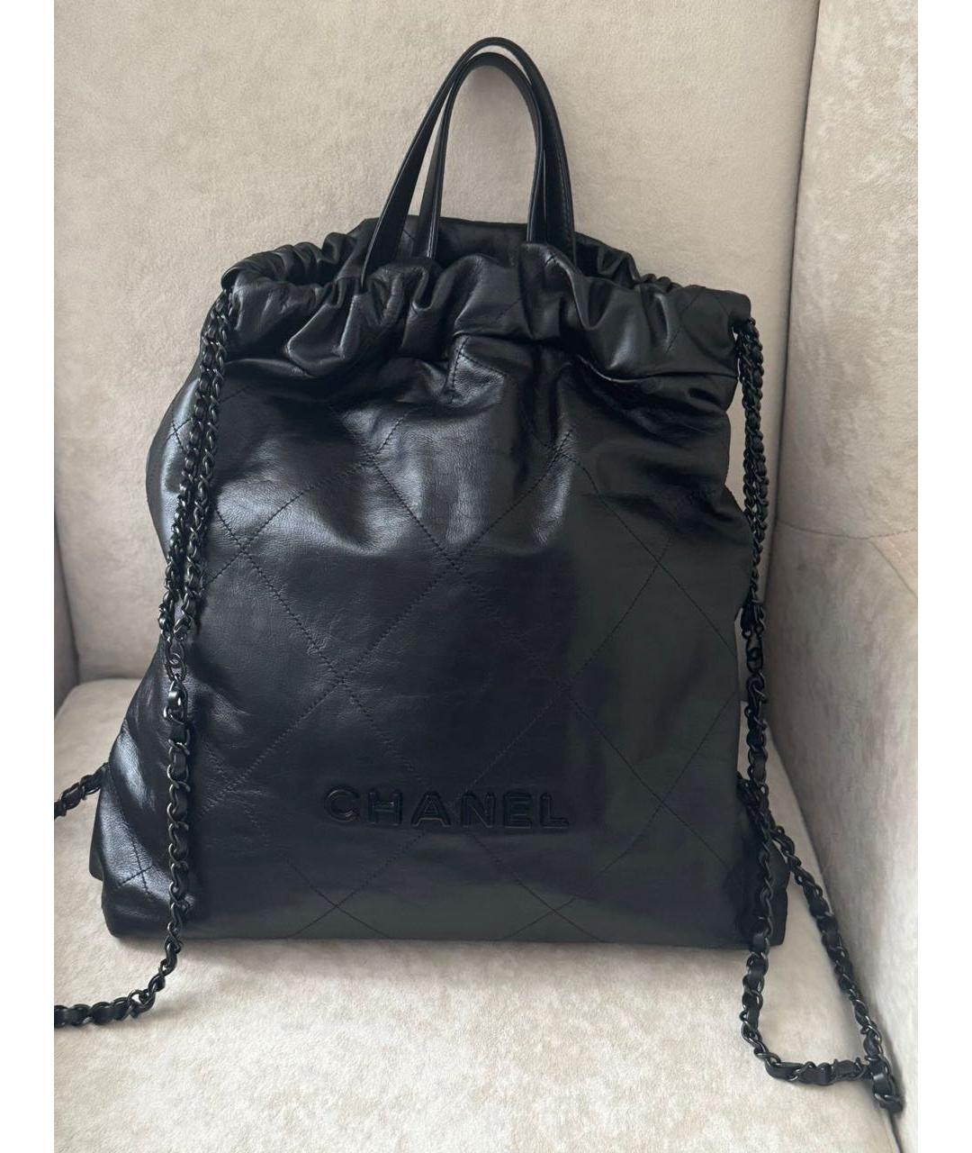 CHANEL Черный кожаный рюкзак, фото 9