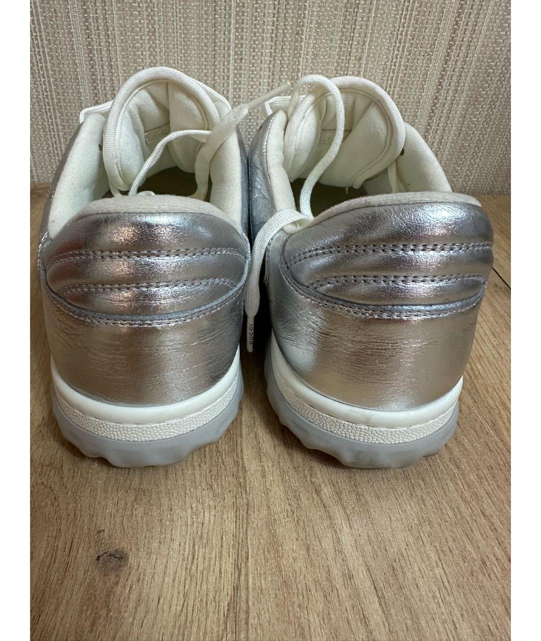 GUCCI Серебряные кеды, фото 3