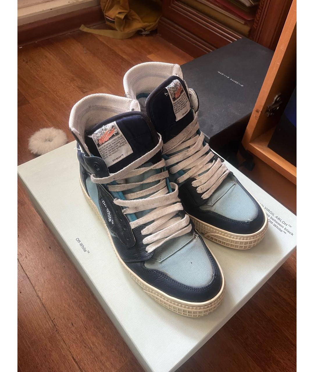 OFF-WHITE Голубые высокие кроссовки / кеды, фото 2