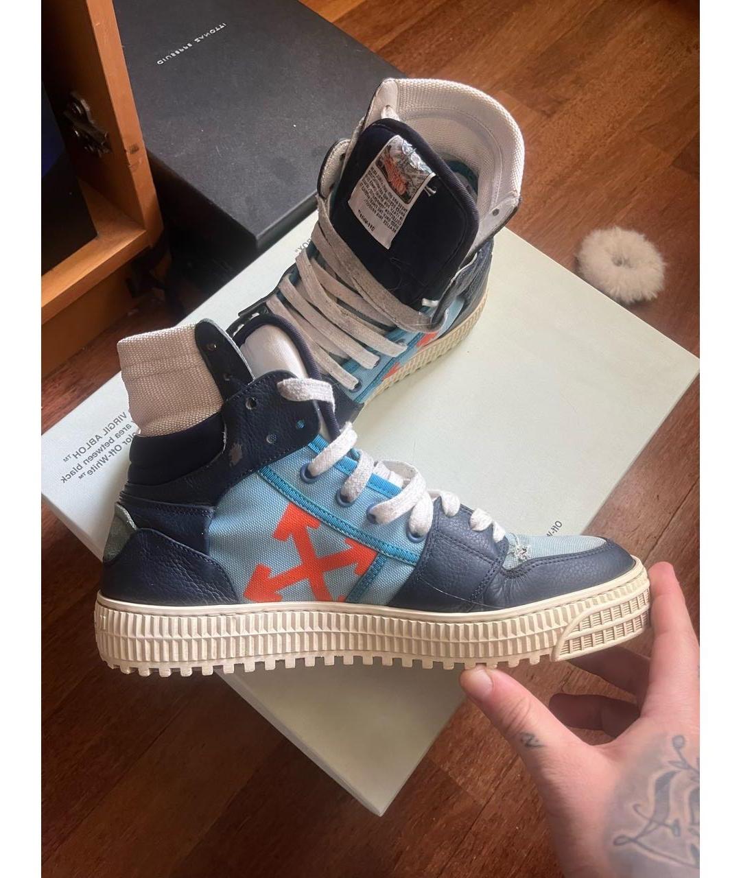 OFF-WHITE Голубые высокие кроссовки / кеды, фото 6