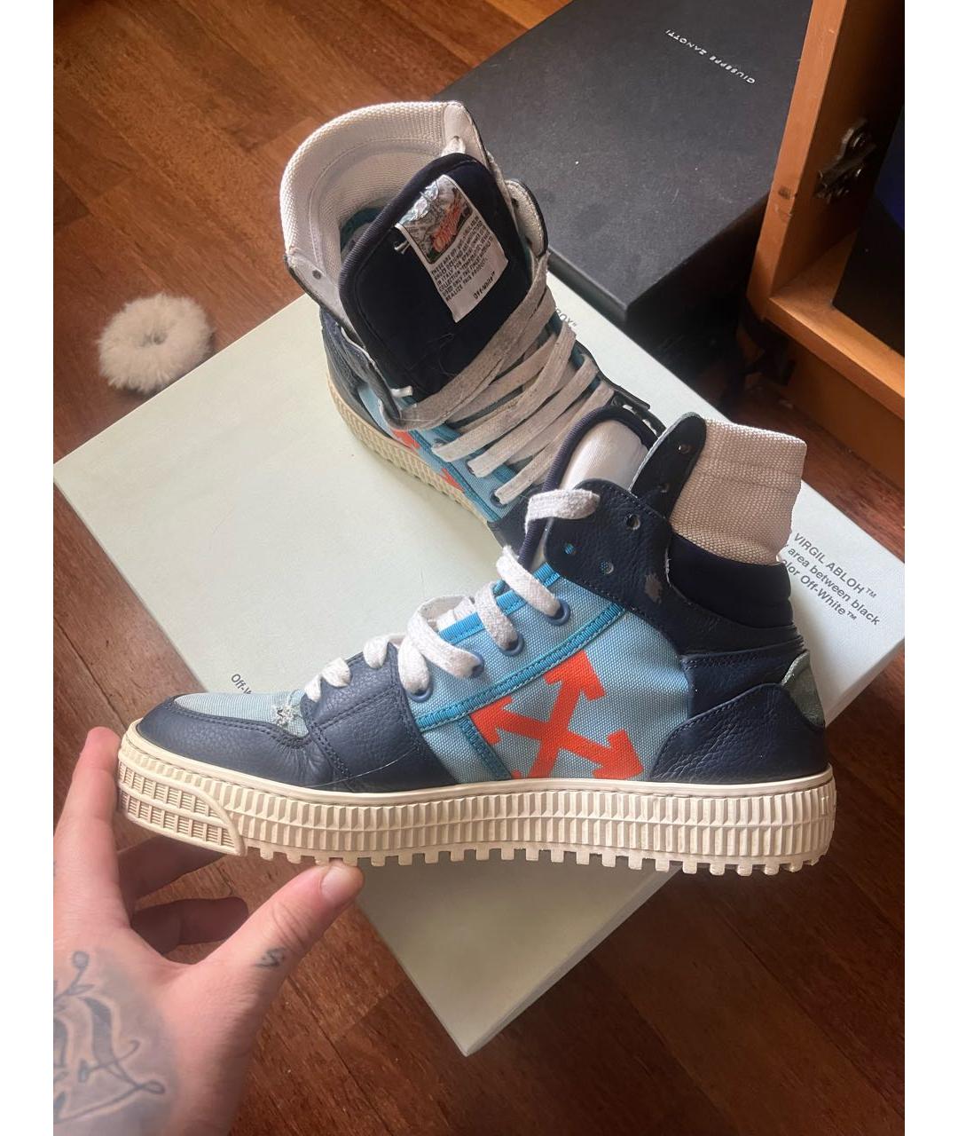 OFF-WHITE Голубые высокие кроссовки / кеды, фото 5