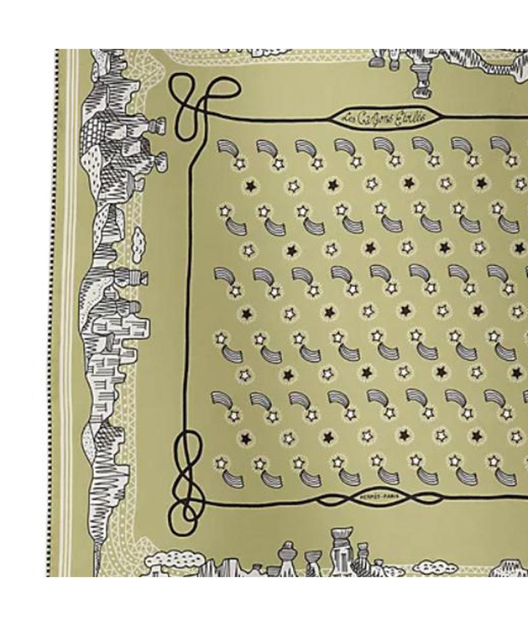 HERMES Зеленый шелковый шарф, фото 2