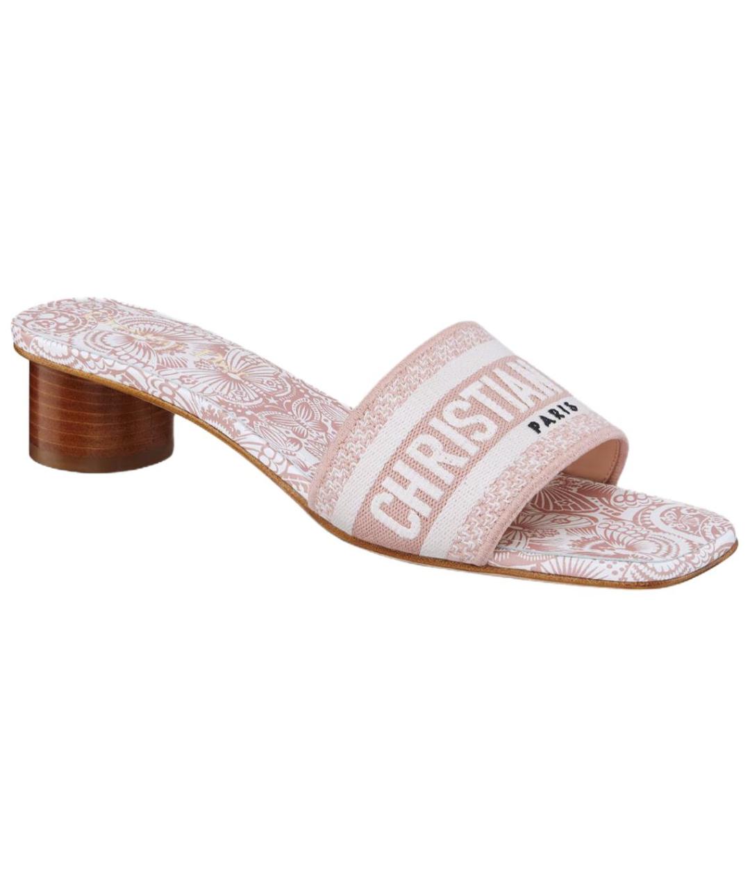 CHRISTIAN DIOR Розовые текстильные мюли, фото 3