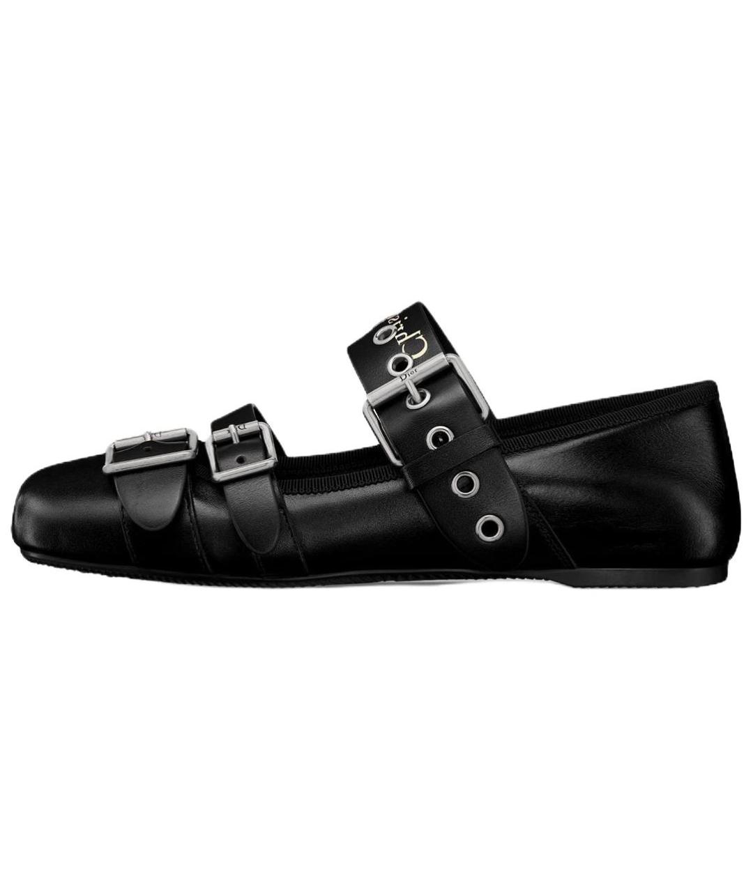 CHRISTIAN DIOR Черные кожаные балетки, фото 2