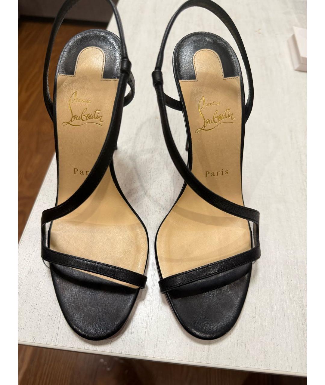 CHRISTIAN LOUBOUTIN Черные кожаные босоножки, фото 2