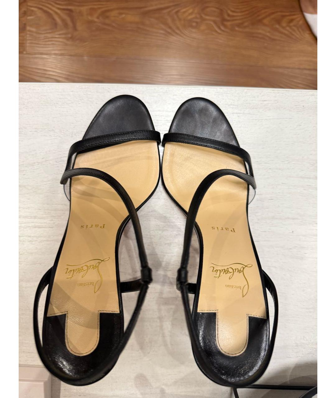 CHRISTIAN LOUBOUTIN Черные кожаные босоножки, фото 3