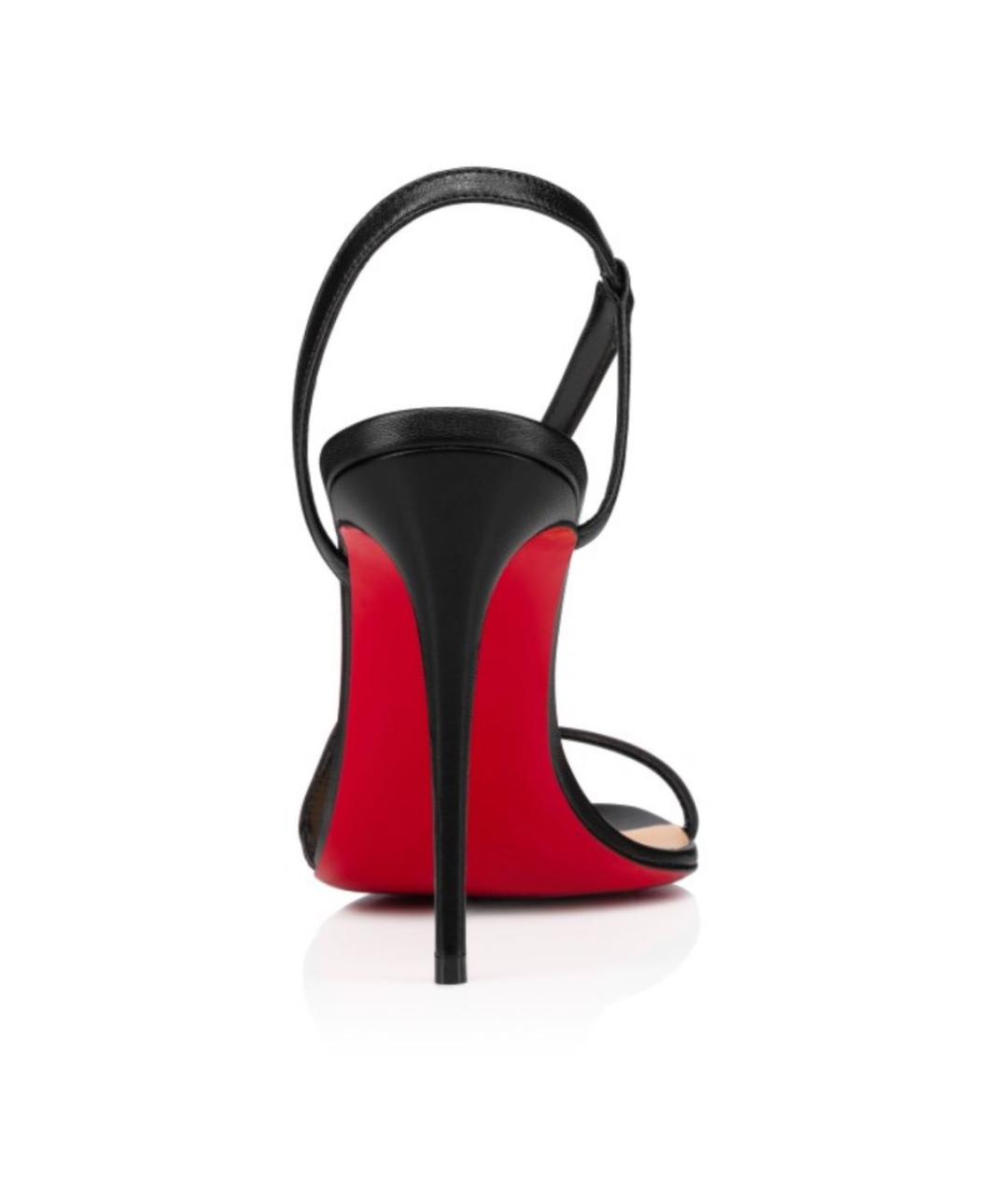 CHRISTIAN LOUBOUTIN Черные кожаные босоножки, фото 4