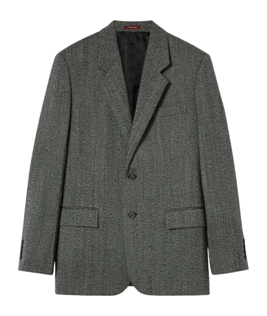GUCCI Серый шерстяной пиджак, фото 1