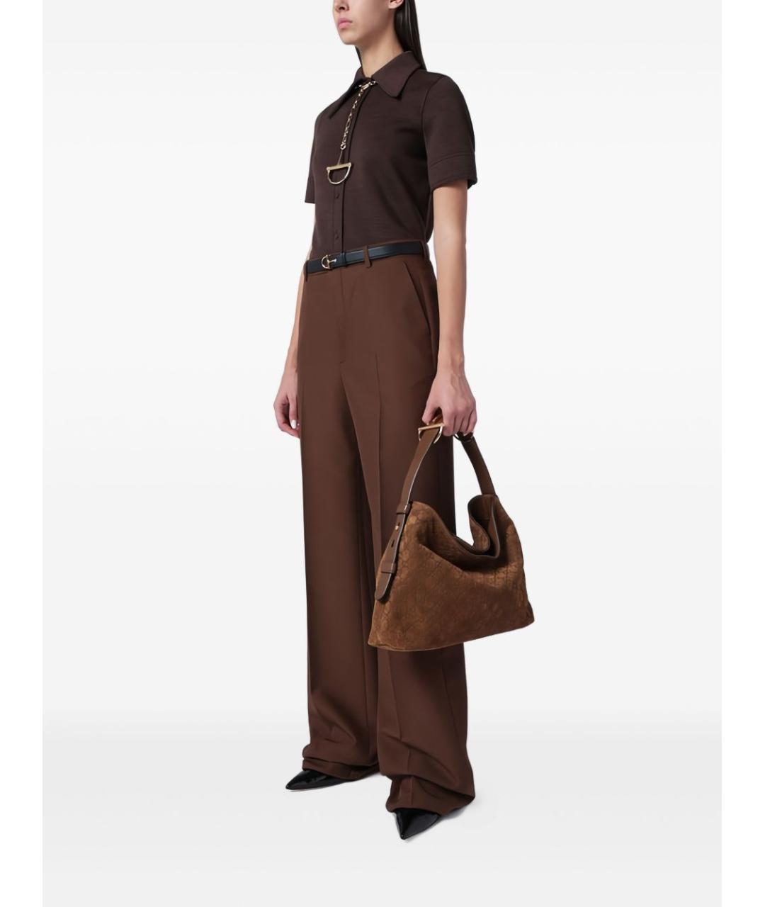 GUCCI Коричневая замшевая сумка через плечо, фото 5