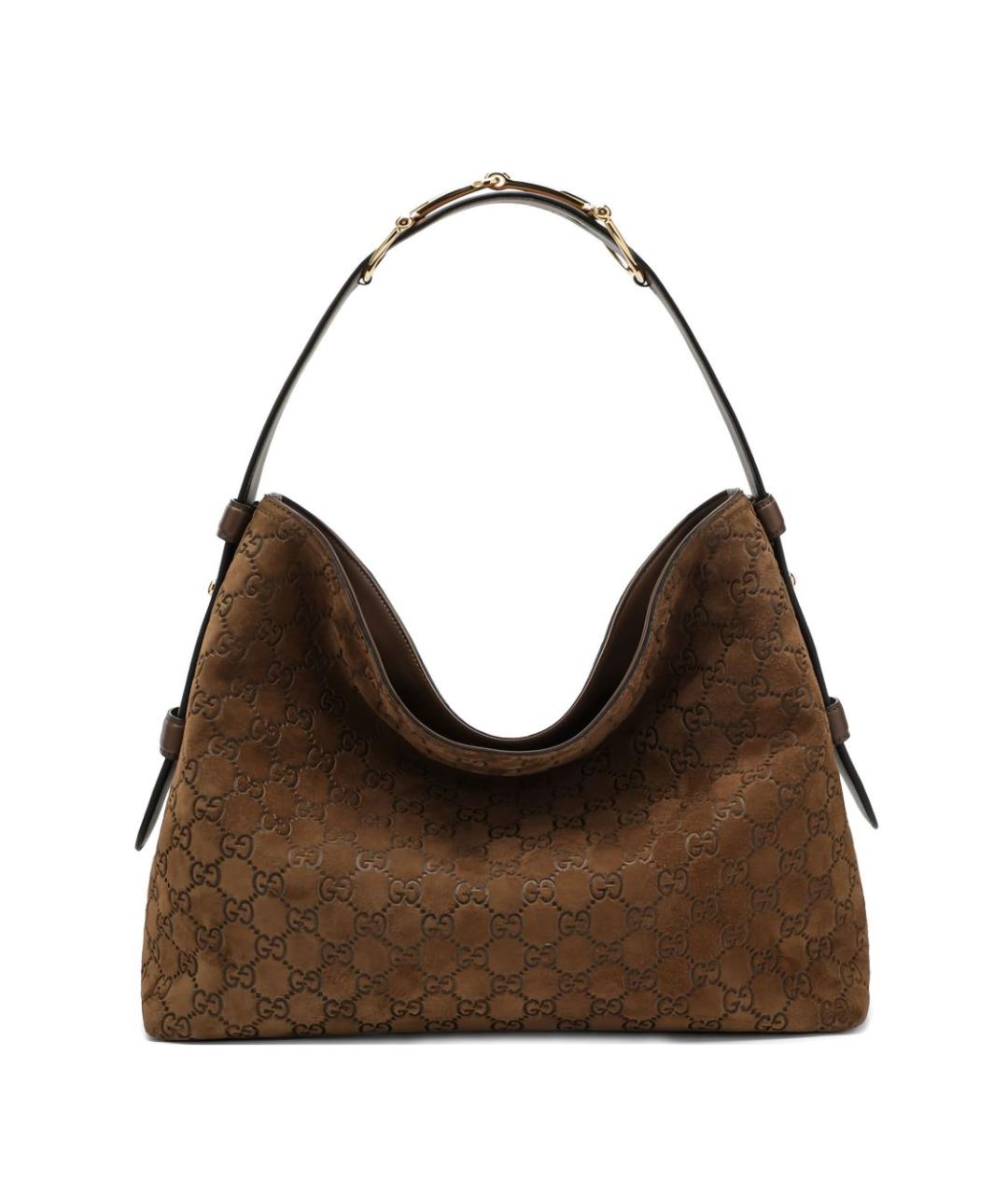 GUCCI Коричневая замшевая сумка через плечо, фото 1