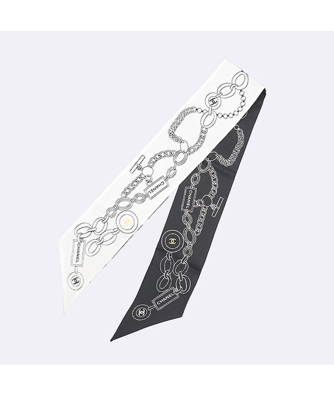 CHANEL Белый шелковый шарф, фото 3