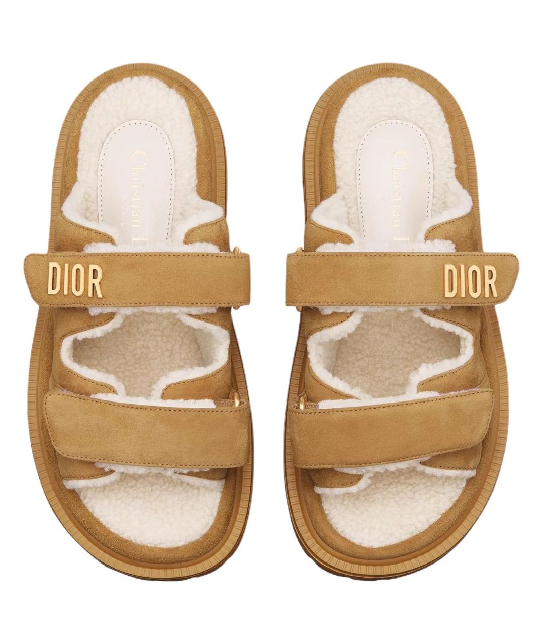 CHRISTIAN DIOR Коричневые замшевые сандалии, фото 4