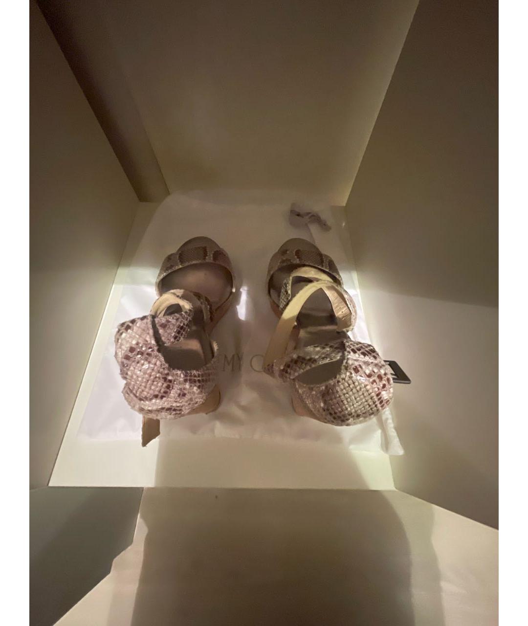 JIMMY CHOO Бежевые кожаные босоножки, фото 3