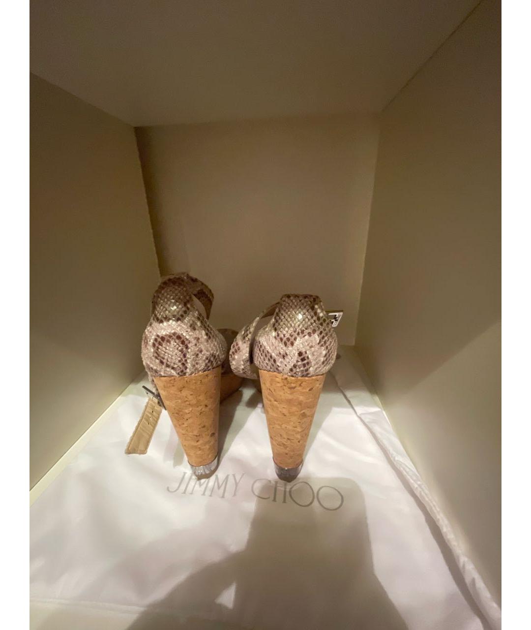 JIMMY CHOO Бежевые кожаные босоножки, фото 4