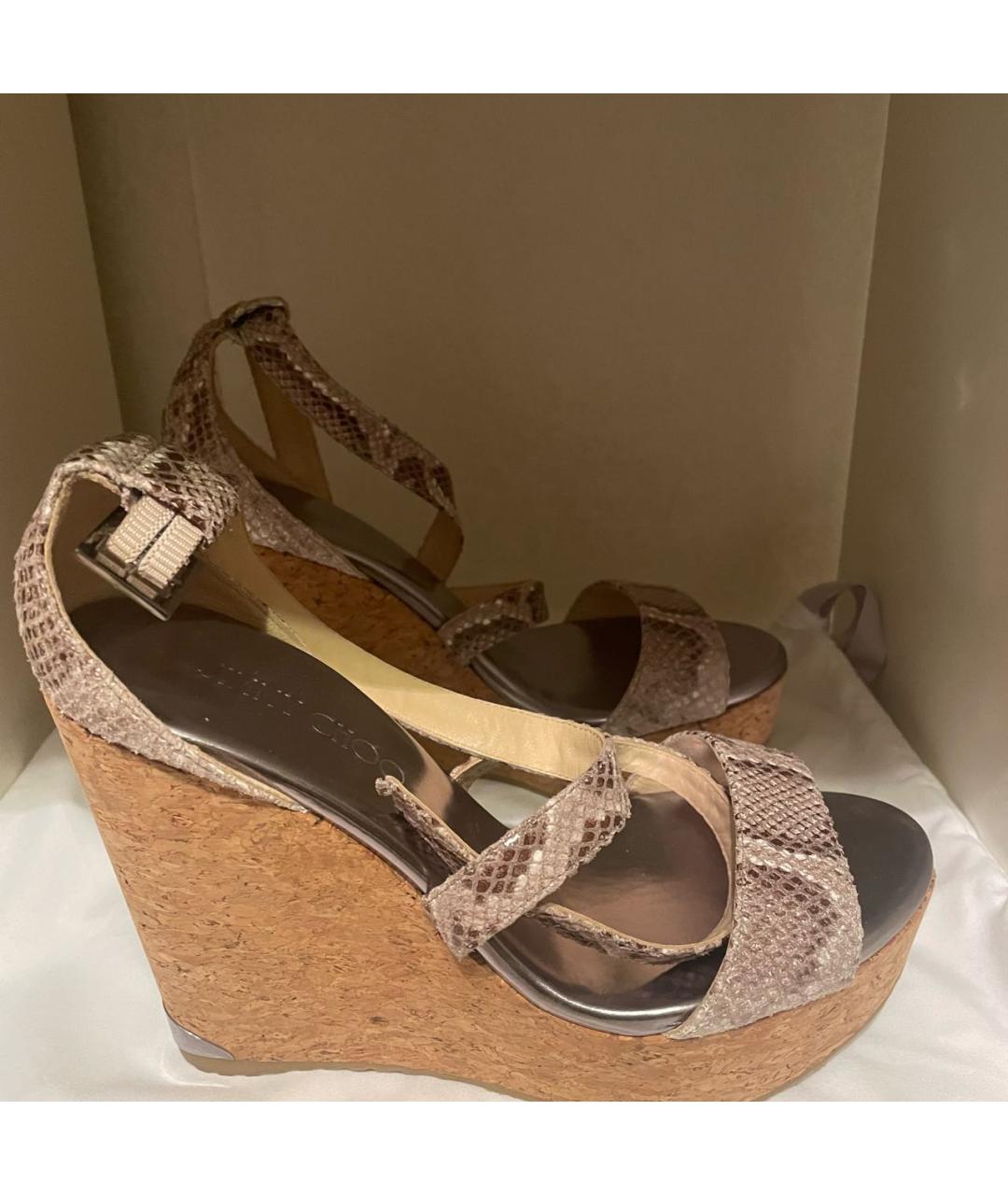 JIMMY CHOO Бежевые кожаные босоножки, фото 5