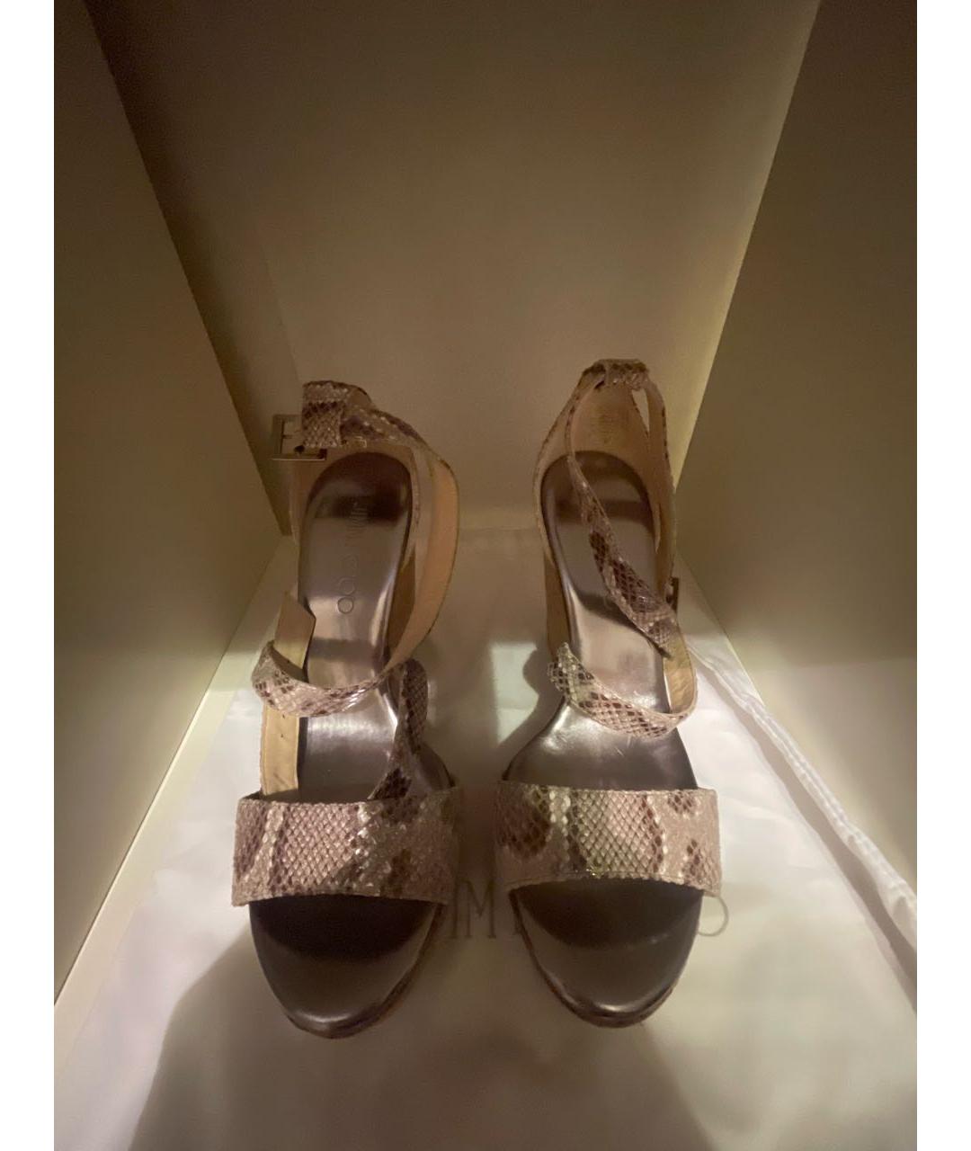 JIMMY CHOO Бежевые кожаные босоножки, фото 2