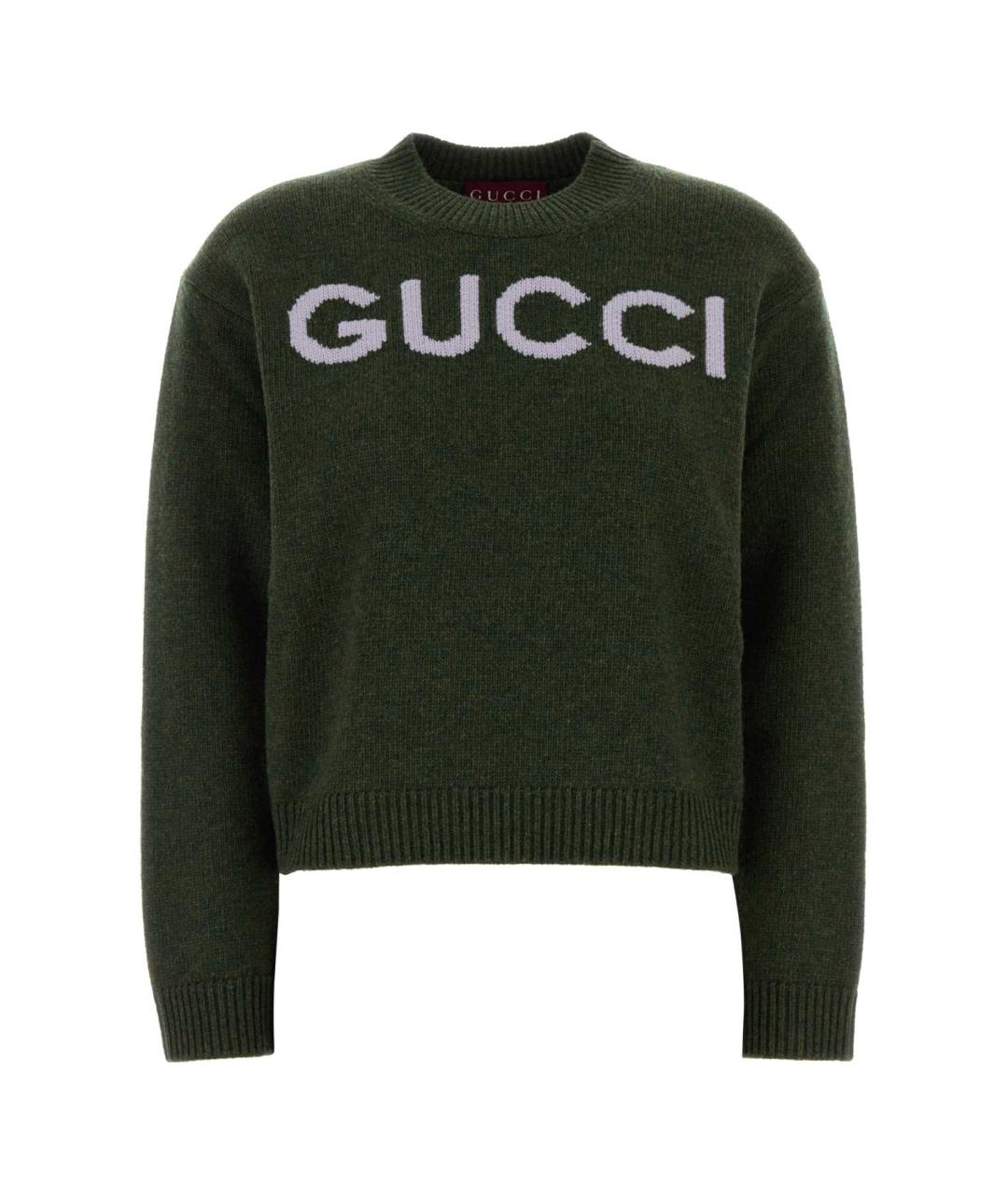 GUCCI Зеленый шерстяной джемпер / свитер, фото 1