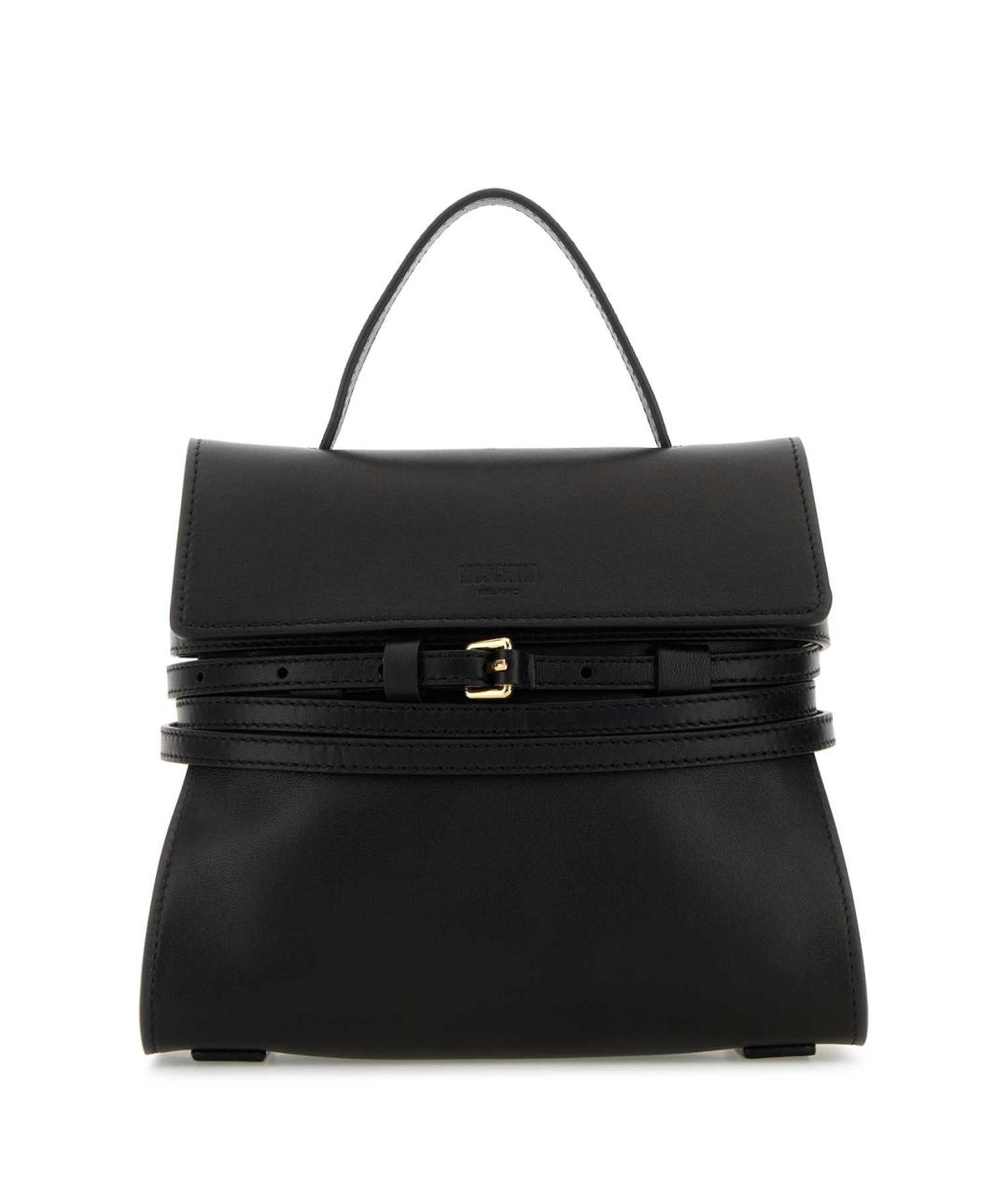 MOSCHINO Черная кожаная сумка с короткими ручками, фото 1