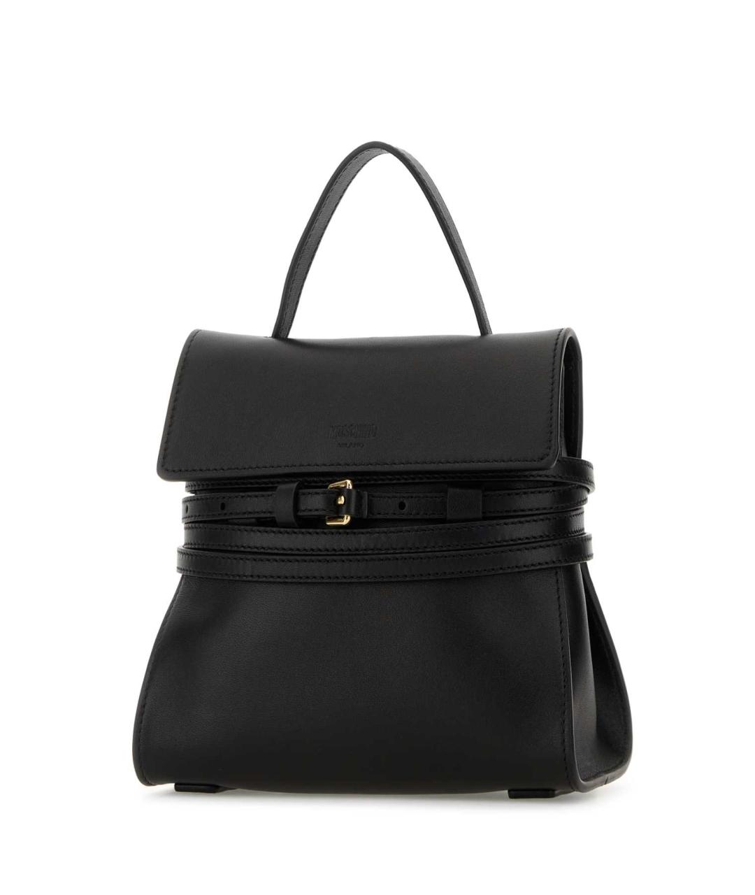 MOSCHINO Черная кожаная сумка с короткими ручками, фото 2
