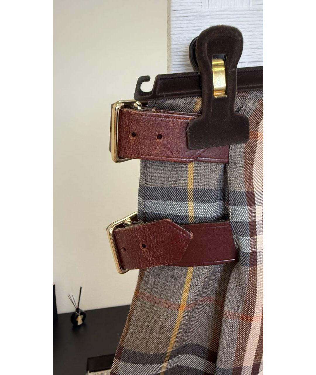 BURBERRY Коричневая шерстяная юбка мини, фото 5