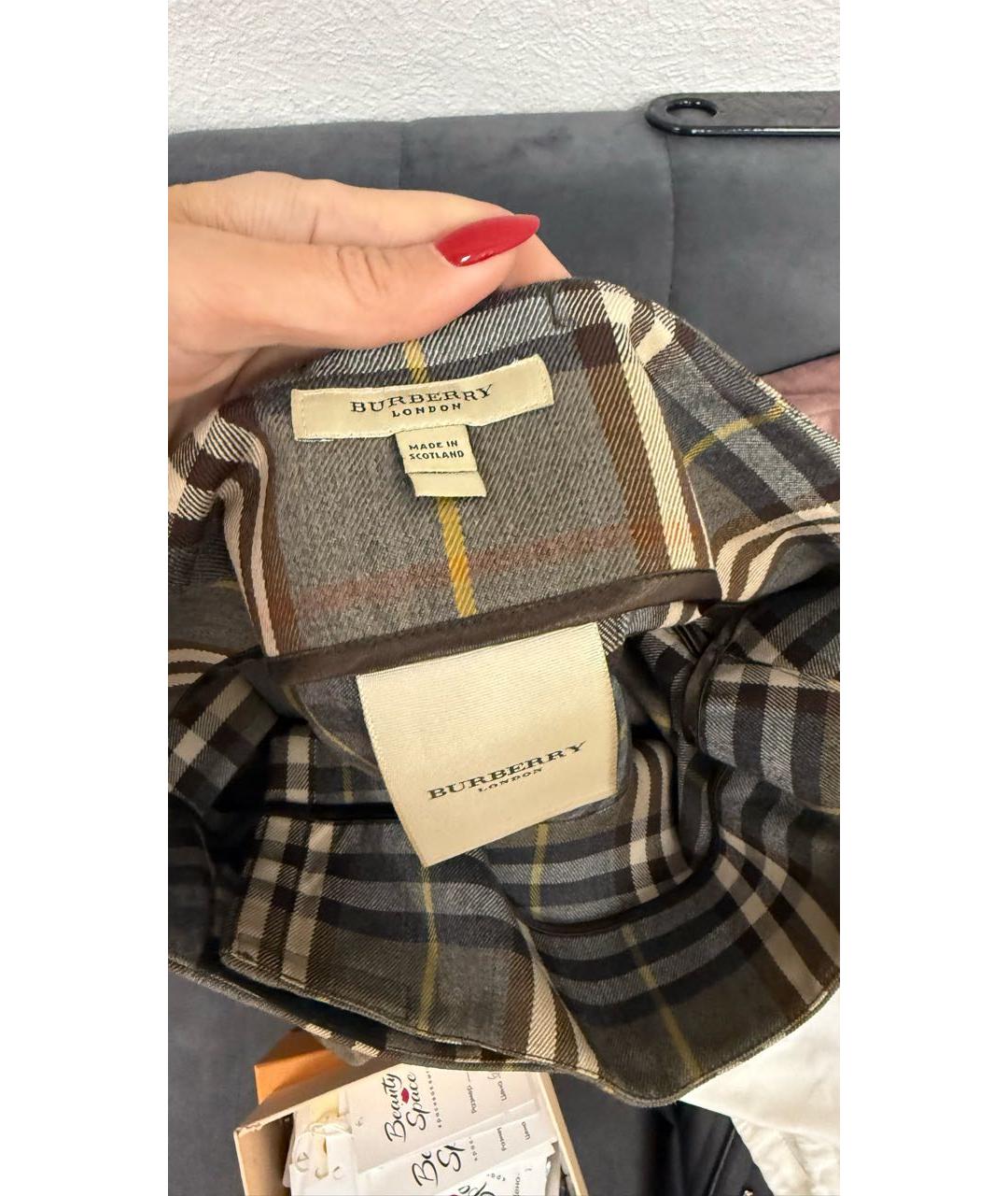 BURBERRY Коричневая шерстяная юбка мини, фото 6