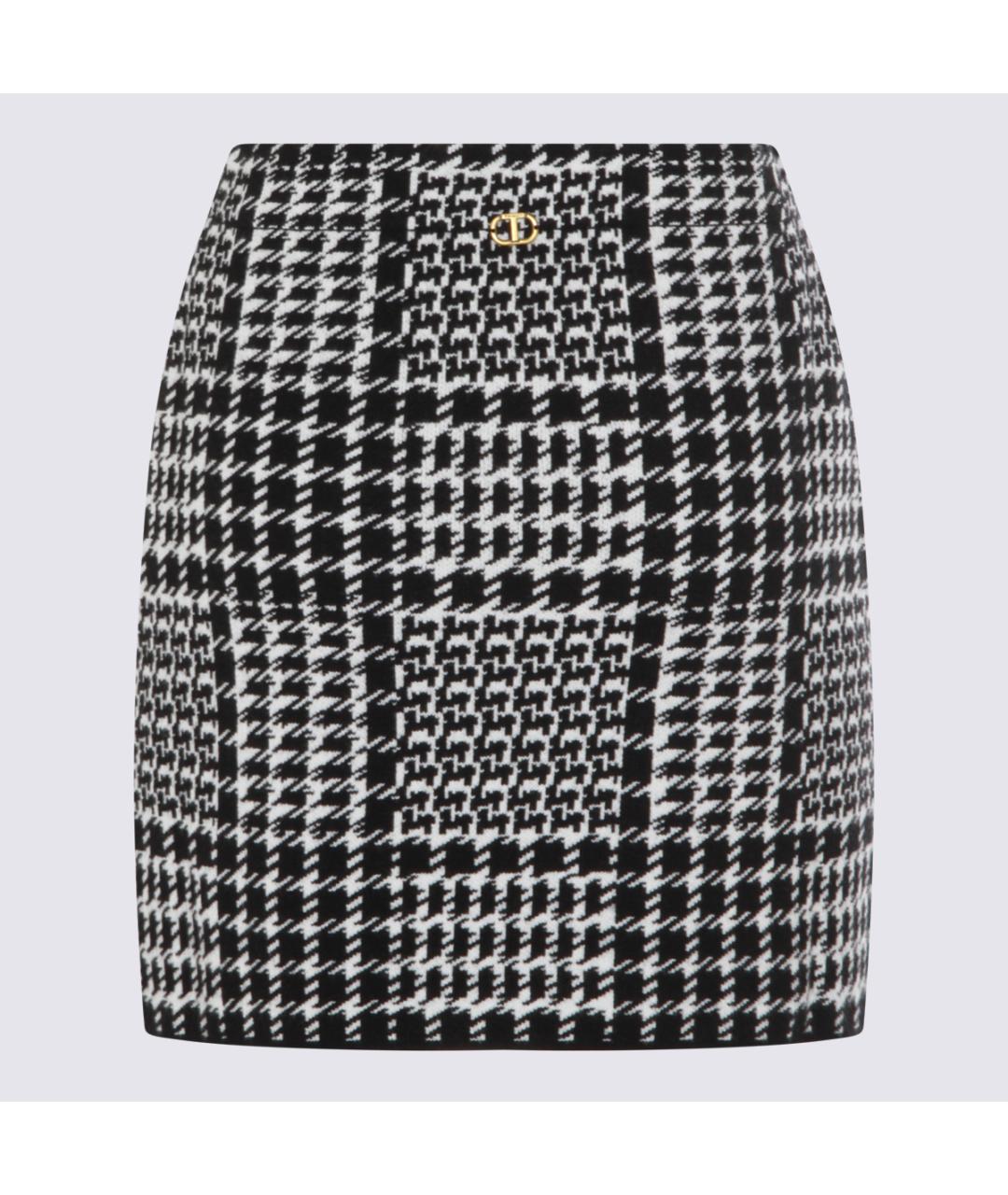 TWIN-SET Черная вискозная юбка мини, фото 2