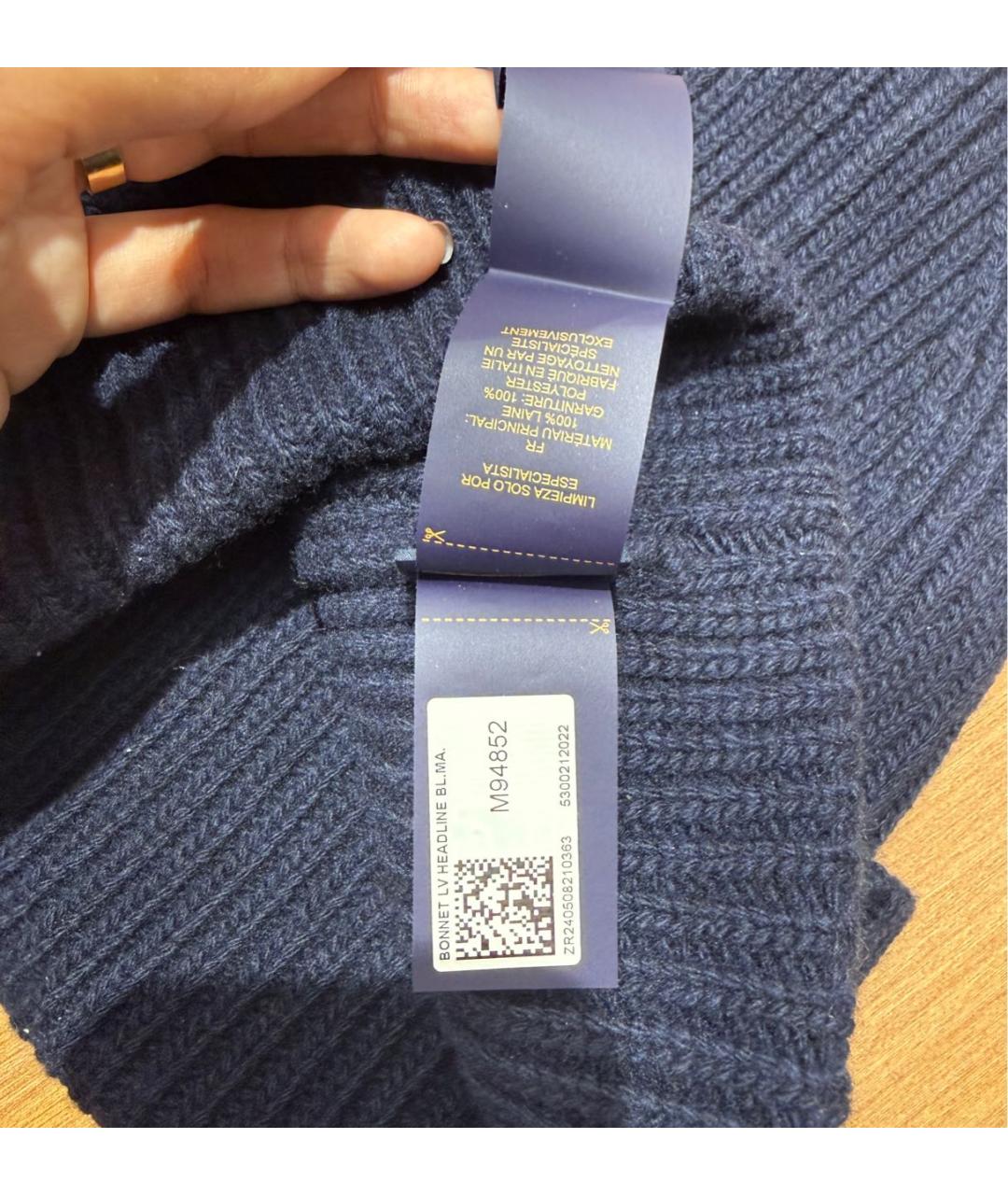 LOUIS VUITTON Темно-синяя шерстяная шапка, фото 4
