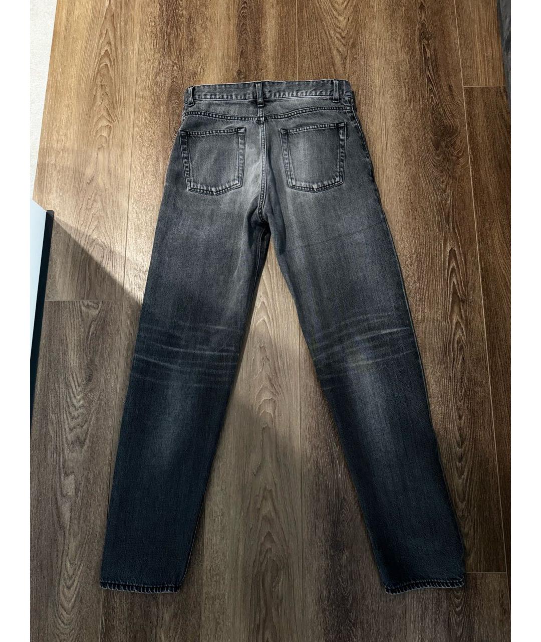 SAINT LAURENT Антрацитовые хлопковые джинсы слим, фото 2