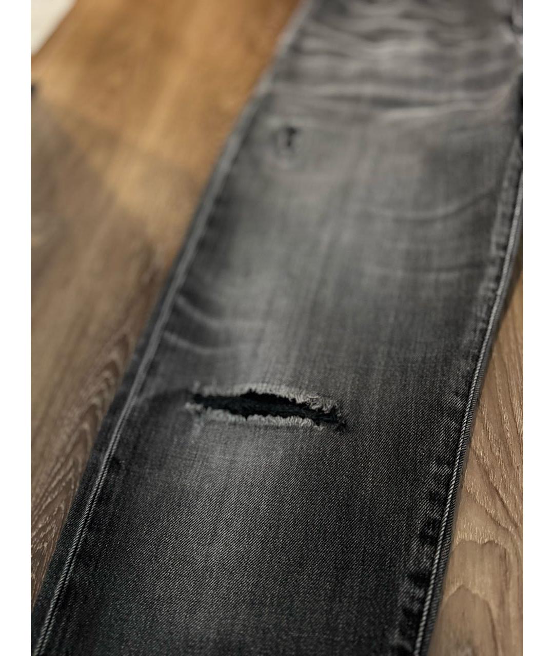 SAINT LAURENT Антрацитовые хлопковые джинсы слим, фото 4