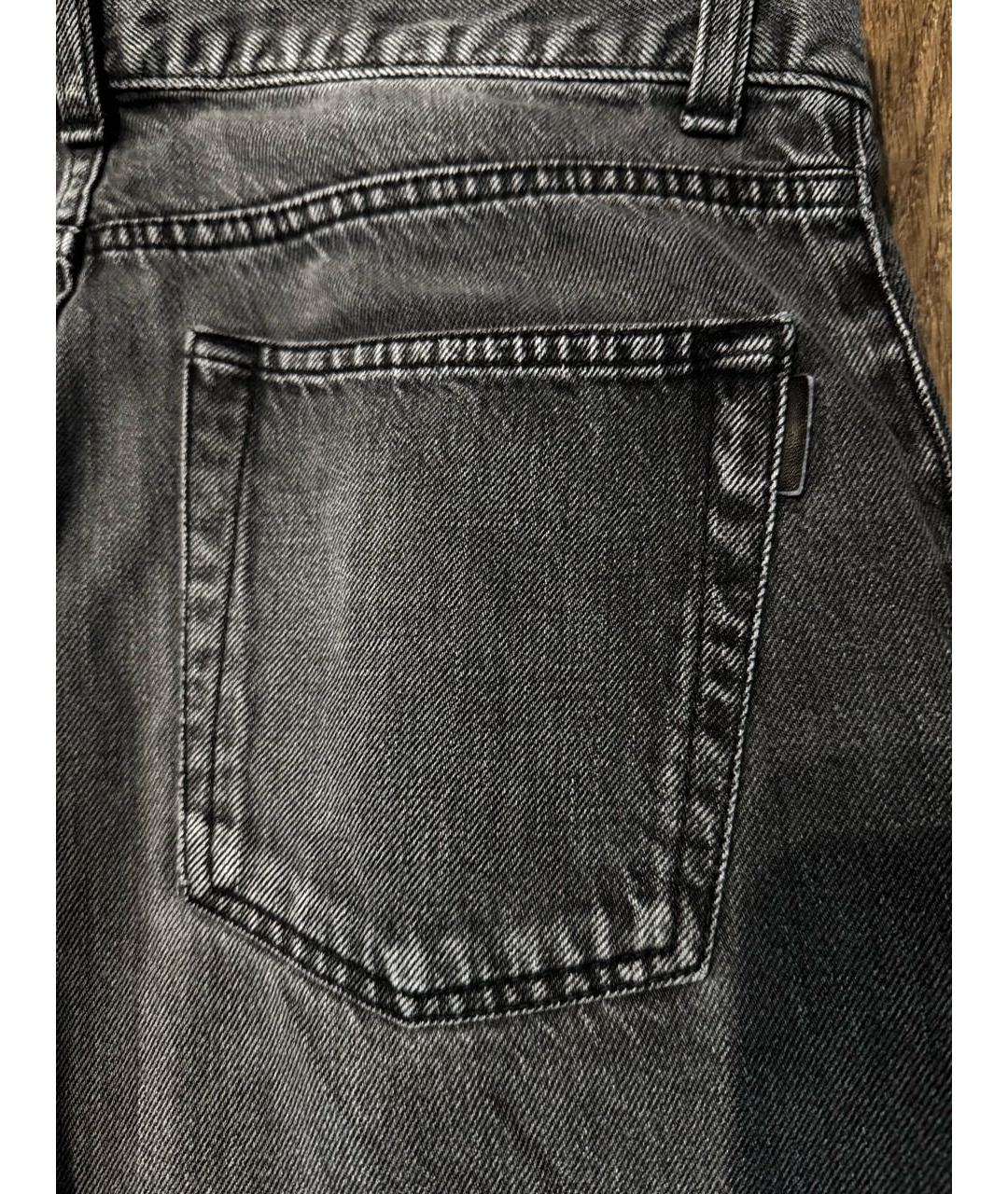 SAINT LAURENT Антрацитовые хлопковые джинсы слим, фото 8