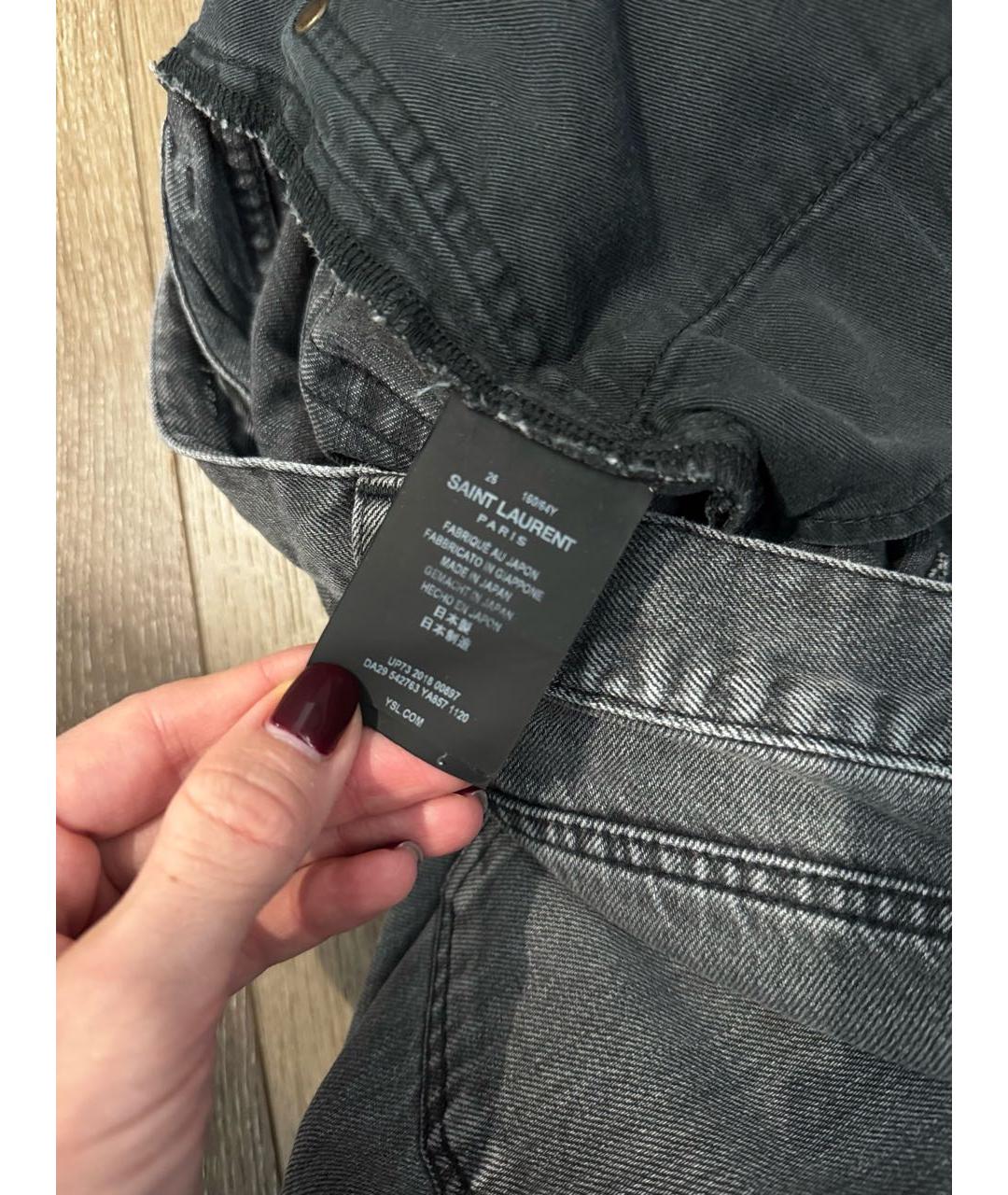 SAINT LAURENT Антрацитовые хлопковые джинсы слим, фото 6