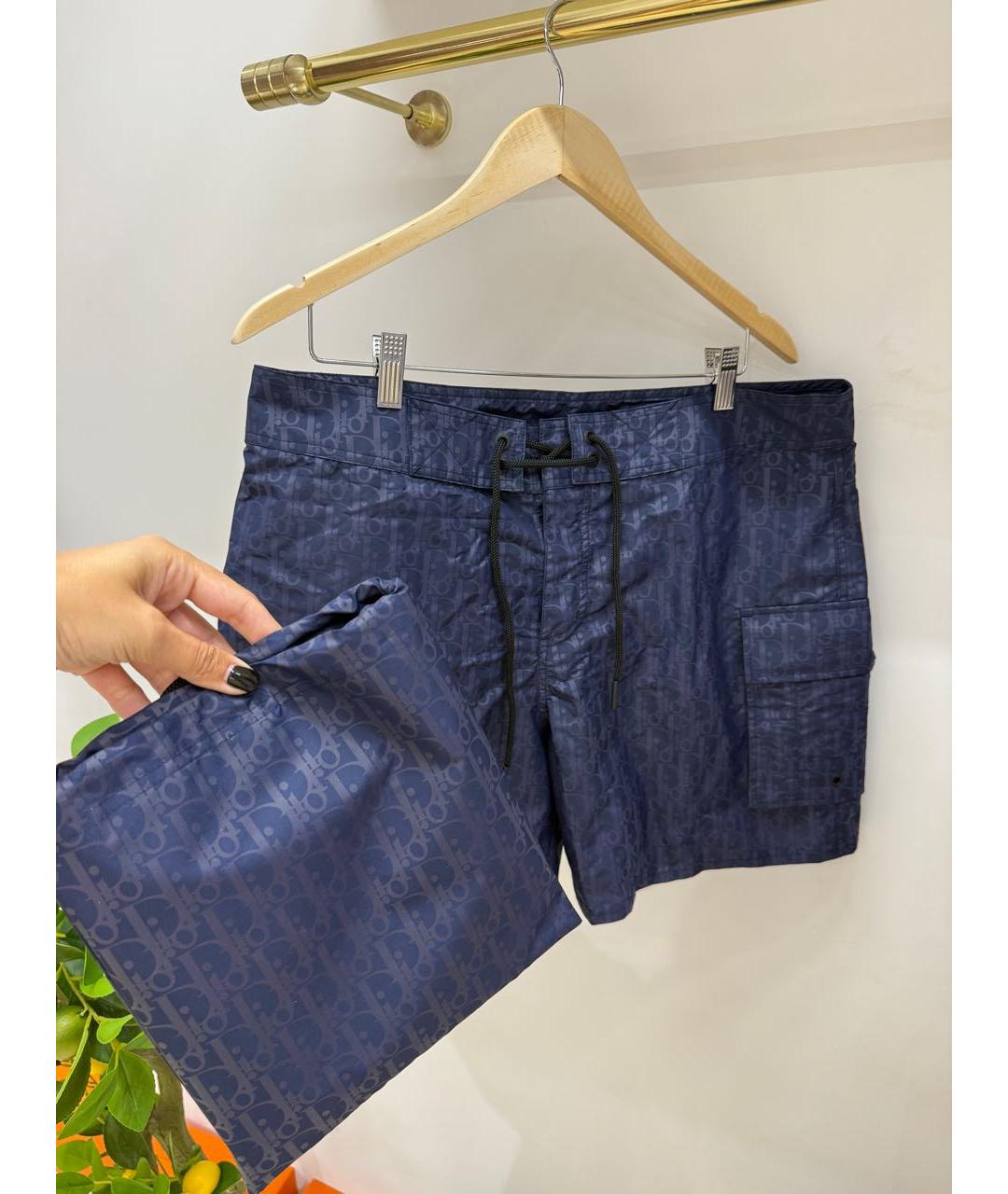 CHRISTIAN DIOR Темно-синие полиэстеровые шорты, фото 2