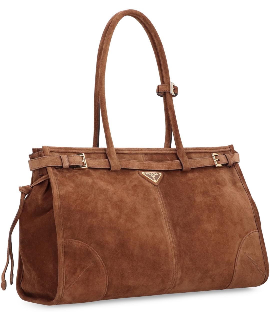 PRADA Коричневая замшевая сумка тоут, фото 3