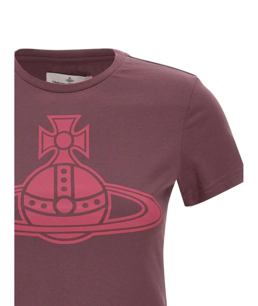VIVIENNE WESTWOOD Бордовая хлопковая футболка, фото 3